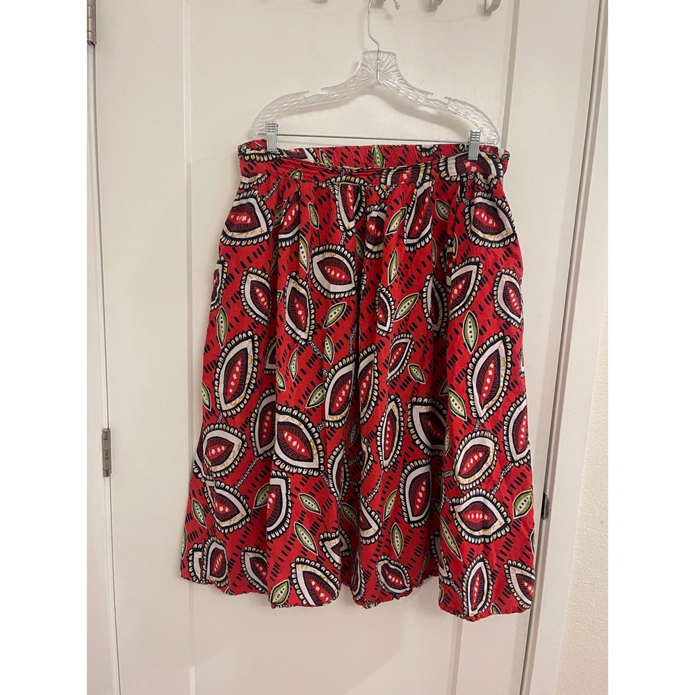 Boho Paisley Midi Skirt Western‎ Cotton Summer Euro Breathable